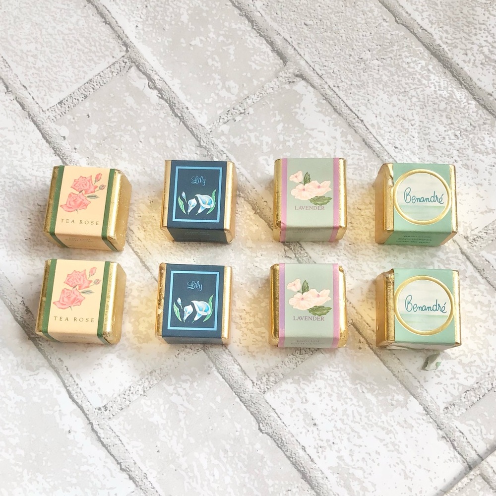 Vintage Ben Rickert English Bath Cubes Set 8pc Tea Rose Lily Lavender